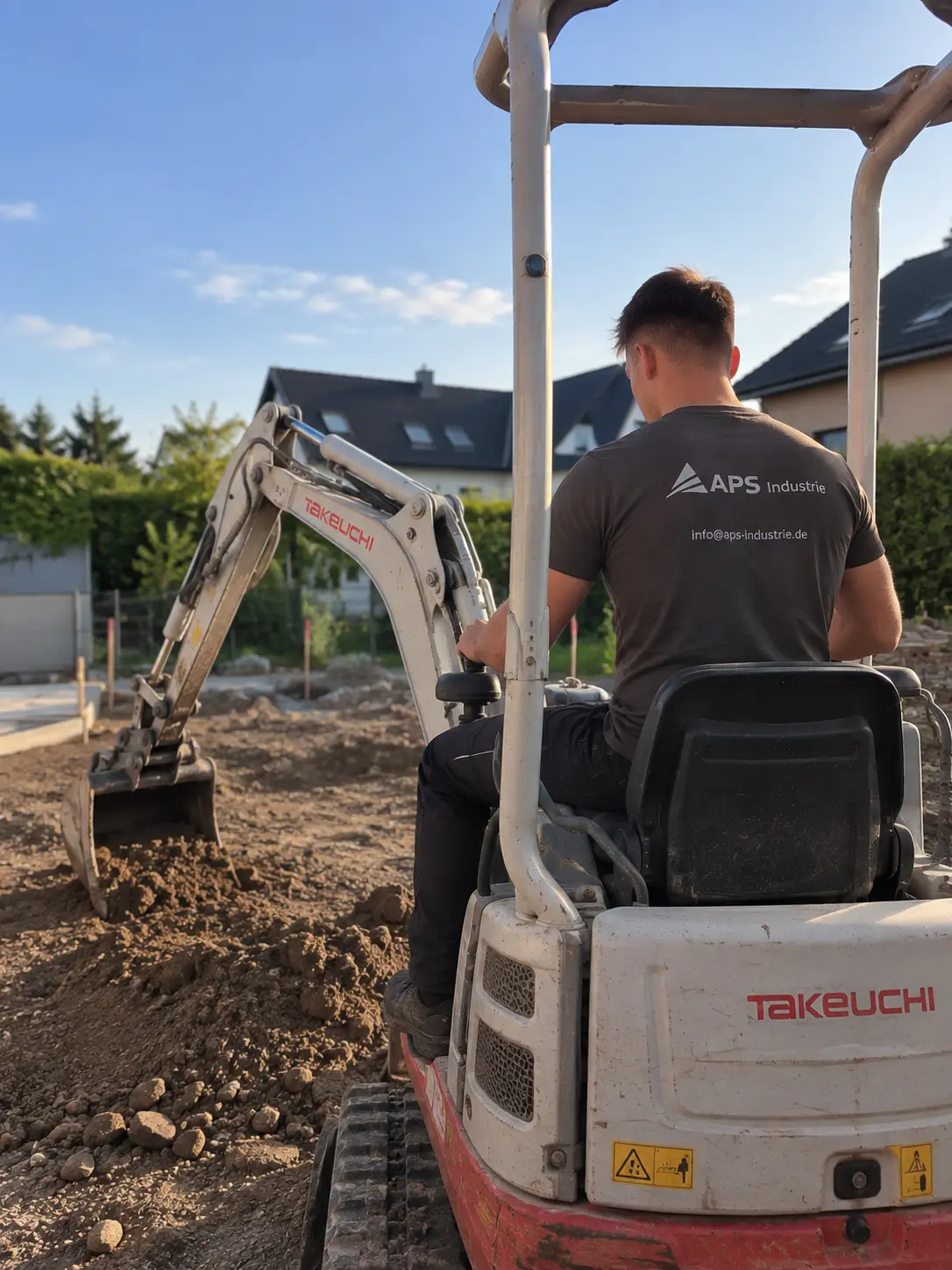 Minibagger bei Erd- und Baggerarbeiten für APS