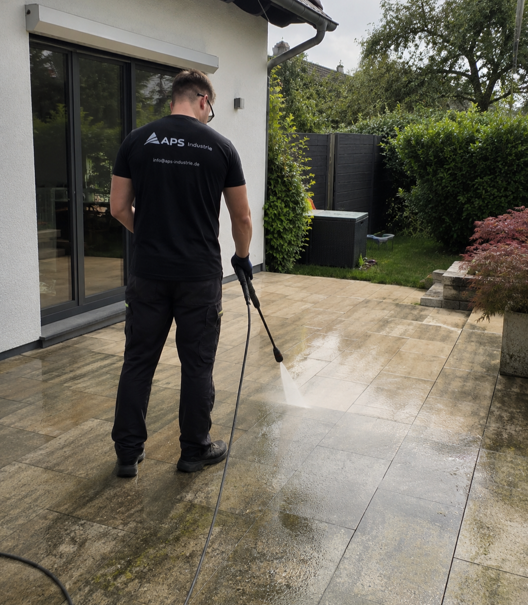 Terrassenreinigung mit Hochdruck – Pflasterreinigung durch APS